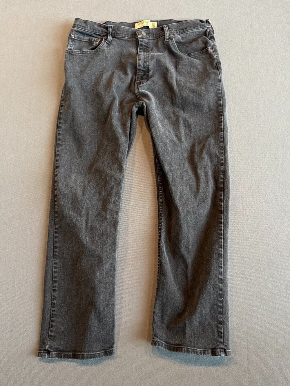 Wrangler Regular Fit Flex Jeans 36x30 Black Stretch Denim